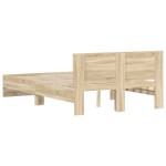 vidaXL Cadru de pat cu tăblie, stejar sonoma, 135x190 cm vidaXL Cadru de pat cu tăblie, stejar sonoma, 135x190 cm