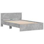 vidaXL Cadru de pat cu tăblie, gri beton, 135x190 cm vidaXL Cadru de pat cu tăblie, gri beton, 135x190 cm