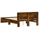vidaXL Cadru de pat cu tăblie, stejar fumuriu, 135x190 cm vidaXL Cadru de pat cu tăblie, stejar fumuriu, 135x190 cm