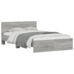 vidaXL Cadru de pat cu tăblie, gri sonoma, 135x190 cm vidaXL Cadru de pat cu tăblie, gri sonoma, 135x190 cm