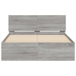 vidaXL Cadru de pat cu tăblie, gri sonoma, 135x190 cm vidaXL Cadru de pat cu tăblie, gri sonoma, 135x190 cm
