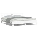 vidaXL Cadru de pat cu tăblie și LED, alb, 200x200 cm vidaXL Cadru de pat cu tăblie și LED, alb, 200x200 cm
