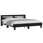 vidaXL Cadru de pat cu tăblie și LED, negru, 200x200 cm vidaXL Cadru de pat cu tăblie și LED, negru, 200x200 cm
