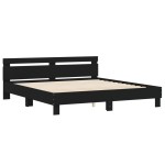 vidaXL Cadru de pat cu tăblie și LED, negru, 200x200 cm vidaXL Cadru de pat cu tăblie și LED, negru, 200x200 cm