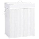 vidaXL Coș de rufe din bambus cu o secțiune, alb, 83 L vidaXL Coș de rufe din bambus cu o secțiune, alb, 83 L