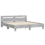 vidaXL Cadru de pat cu tăblie și LED, gri beton, 200x200 cm vidaXL Cadru de pat cu tăblie și LED, gri beton, 200x200 cm