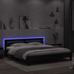 vidaXL Cadru de pat cu tăblie și LED, negru, 180x200 cm vidaXL Cadru de pat cu tăblie și LED, negru, 180x200 cm