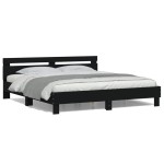 vidaXL Cadru de pat cu tăblie și LED, negru, 180x200 cm vidaXL Cadru de pat cu tăblie și LED, negru, 180x200 cm