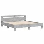 vidaXL Cadru de pat cu tăblie și LED, gri beton, 180x200 cm vidaXL Cadru de pat cu tăblie și LED, gri beton, 180x200 cm