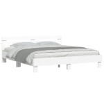 vidaXL Cadru de pat cu tăblie și LED, alb, 160x200 cm vidaXL Cadru de pat cu tăblie și LED, alb, 160x200 cm