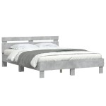 vidaXL Cadru de pat cu tăblie și LED, gri beton, 140x200 cm vidaXL Cadru de pat cu tăblie și LED, gri beton, 140x200 cm
