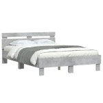 vidaXL Cadru de pat cu tăblie și LED, gri beton, 120x200 cm vidaXL Cadru de pat cu tăblie și LED, gri beton, 120x200 cm