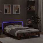 vidaXL Cadru de pat cu tăblie și LED, stejar fumuriu, 120x200 cm vidaXL Cadru de pat cu tăblie și LED, stejar fumuriu, 120x200 cm