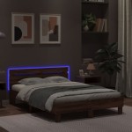 vidaXL Cadru de pat cu tăblie și LED, stejar maro, 120x200 cm vidaXL Cadru de pat cu tăblie și LED, stejar maro, 120x200 cm