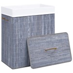 vidaXL Coș de rufe din bambus cu o secțiune, gri, 83 L vidaXL Coș de rufe din bambus cu o secțiune, gri, 83 L
