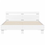 vidaXL Cadru de pat cu tăblie și LED, alb, 140x190 cm