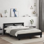 vidaXL Cadru de pat cu tăblie și LED, negru, 140x190 cm vidaXL Cadru de pat cu tăblie și LED, negru, 140x190 cm