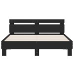 vidaXL Cadru de pat cu tăblie și LED, negru, 140x190 cm vidaXL Cadru de pat cu tăblie și LED, negru, 140x190 cm