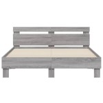 vidaXL Cadru de pat cu tăblie și LED, gri sonoma, 140x190 cm vidaXL Cadru de pat cu tăblie și LED, gri sonoma, 140x190 cm