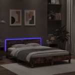 vidaXL Cadru de pat cu tăblie și LED, stejar maro, 140x190 cm vidaXL Cadru de pat cu tăblie și LED, stejar maro, 140x190 cm