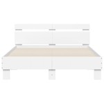 vidaXL Cadru de pat cu tăblie și LED, alb, 135x190 cm vidaXL Cadru de pat cu tăblie și LED, alb, 135x190 cm