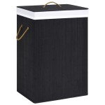 vidaXL Coș de rufe din bambus cu o secțiune, negru vidaXL Coș de rufe din bambus cu o secțiune, negru