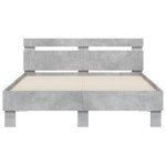 vidaXL Cadru de pat cu tăblie și LED, gri beton, 135x190 cm vidaXL Cadru de pat cu tăblie și LED, gri beton, 135x190 cm