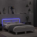 vidaXL Cadru de pat cu tăblie și LED, alb, 120x190 cm