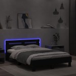vidaXL Cadru de pat cu tăblie și LED, negru, 120x190 cm vidaXL Cadru de pat cu tăblie și LED, negru, 120x190 cm