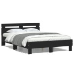 vidaXL Cadru de pat cu tăblie și LED, negru, 120x190 cm vidaXL Cadru de pat cu tăblie și LED, negru, 120x190 cm