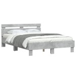 vidaXL Cadru de pat cu tăblie și LED, gri beton, 120x190 cm vidaXL Cadru de pat cu tăblie și LED, gri beton, 120x190 cm