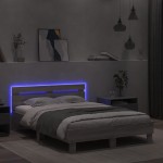 vidaXL Cadru de pat cu tăblie și LED, gri sonoma, 120x190 cm vidaXL Cadru de pat cu tăblie și LED, gri sonoma, 120x190 cm