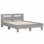 vidaXL Cadru de pat cu tăblie și LED, gri sonoma, 120x190 cm vidaXL Cadru de pat cu tăblie și LED, gri sonoma, 120x190 cm