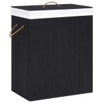 vidaXL Coș de rufe din bambus cu o secțiune, negru, 83 L vidaXL Coș de rufe din bambus cu o secțiune, negru, 83 L