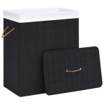 vidaXL Coș de rufe din bambus cu o secțiune, negru, 83 L vidaXL Coș de rufe din bambus cu o secțiune, negru, 83 L