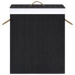vidaXL Coș de rufe din bambus cu o secțiune, negru, 83 L vidaXL Coș de rufe din bambus cu o secțiune, negru, 83 L