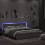 vidaXL Cadru de pat cu tăblie și LED, gri sonoma, 200x200 cm vidaXL Cadru de pat cu tăblie și LED, gri sonoma, 200x200 cm