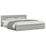 vidaXL Cadru de pat cu tăblie și LED, gri sonoma, 200x200 cm vidaXL Cadru de pat cu tăblie și LED, gri sonoma, 200x200 cm