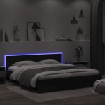vidaXL Cadru de pat cu tăblie și LED, negru, 180x200 cm vidaXL Cadru de pat cu tăblie și LED, negru, 180x200 cm
