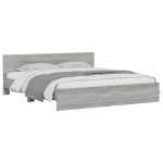 vidaXL Cadru de pat cu tăblie și LED, gri sonoma, 180x200 cm vidaXL Cadru de pat cu tăblie și LED, gri sonoma, 180x200 cm