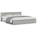 vidaXL Cadru de pat cu tăblie și LED, gri sonoma, 180x200 cm vidaXL Cadru de pat cu tăblie și LED, gri sonoma, 180x200 cm