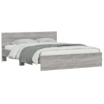 vidaXL Cadru de pat cu tăblie și LED, gri sonoma, 160x200 cm vidaXL Cadru de pat cu tăblie și LED, gri sonoma, 160x200 cm