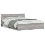 vidaXL Cadru de pat cu tăblie și LED, gri sonoma, 160x200 cm vidaXL Cadru de pat cu tăblie și LED, gri sonoma, 160x200 cm