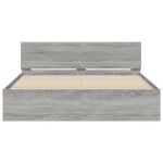 vidaXL Cadru de pat cu tăblie și LED, gri sonoma, 160x200 cm vidaXL Cadru de pat cu tăblie și LED, gri sonoma, 160x200 cm