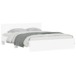 vidaXL Cadru de pat cu tăblie și LED, alb, 150x200 cm vidaXL Cadru de pat cu tăblie și LED, alb, 150x200 cm