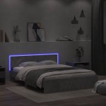 vidaXL Cadru de pat cu tăblie și LED, gri beton, 150x200 cm vidaXL Cadru de pat cu tăblie și LED, gri beton, 150x200 cm