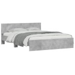 vidaXL Cadru de pat cu tăblie și LED, gri beton, 150x200 cm vidaXL Cadru de pat cu tăblie și LED, gri beton, 150x200 cm