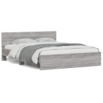 vidaXL Cadru de pat cu tăblie și LED, gri sonoma, 150x200 cm vidaXL Cadru de pat cu tăblie și LED, gri sonoma, 150x200 cm