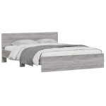 vidaXL Cadru de pat cu tăblie și LED, gri sonoma, 150x200 cm vidaXL Cadru de pat cu tăblie și LED, gri sonoma, 150x200 cm