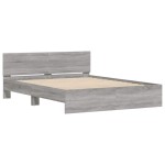 vidaXL Cadru de pat cu tăblie și LED, gri sonoma, 150x200 cm vidaXL Cadru de pat cu tăblie și LED, gri sonoma, 150x200 cm